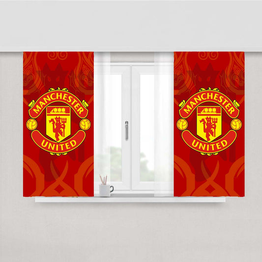 Red Devil Manchester United Peach Skin Window Curtains
