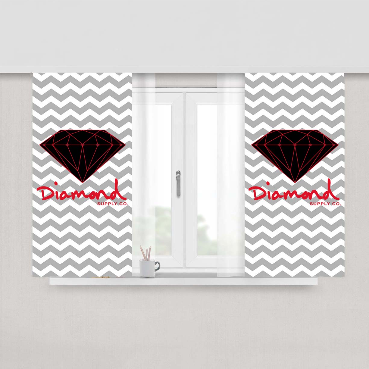 Red Diamond Supply Co Chevron Peach Skin Window Curtains