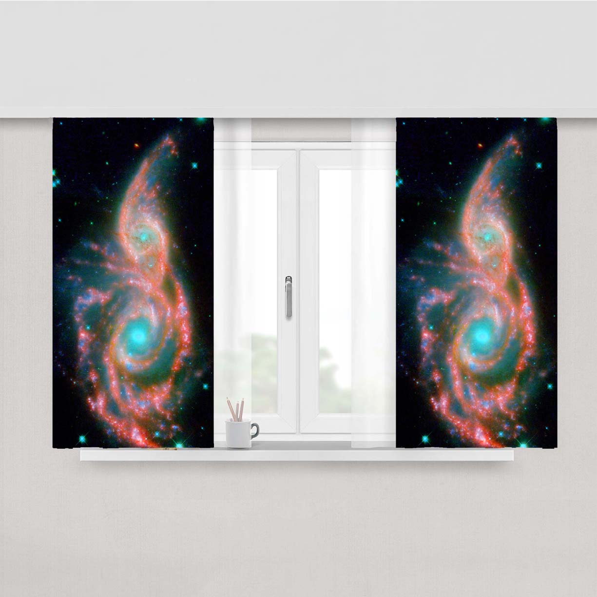 Red Eye Galaxy Peach Skin Window Curtains