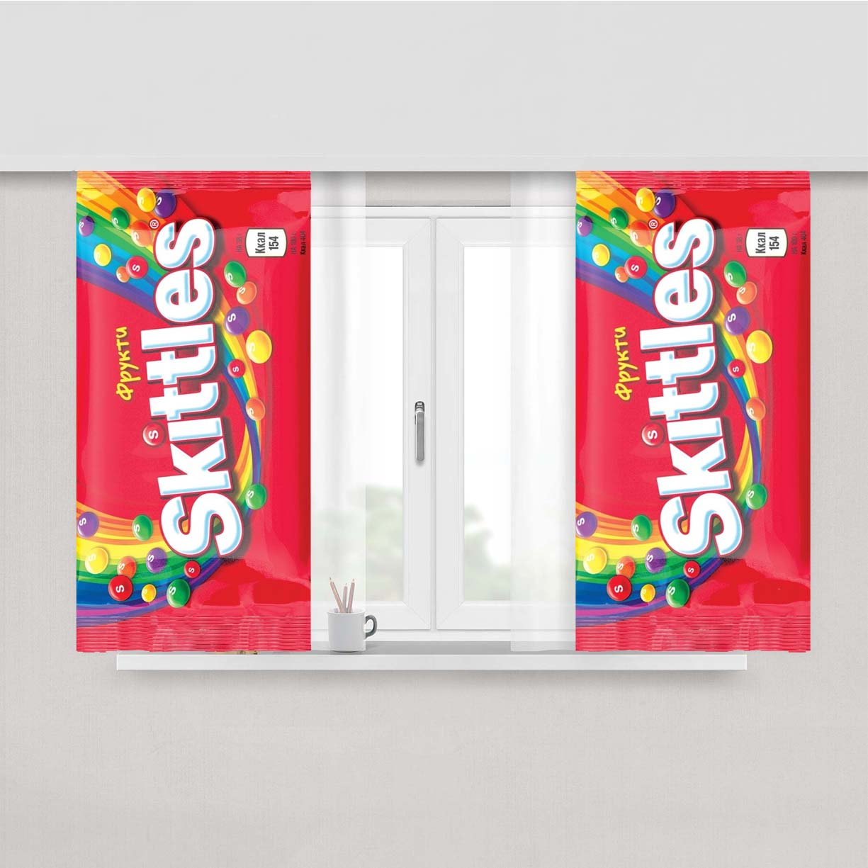 Red Fruit Sweets Skittles Candy Peach Skin Window Curtains
