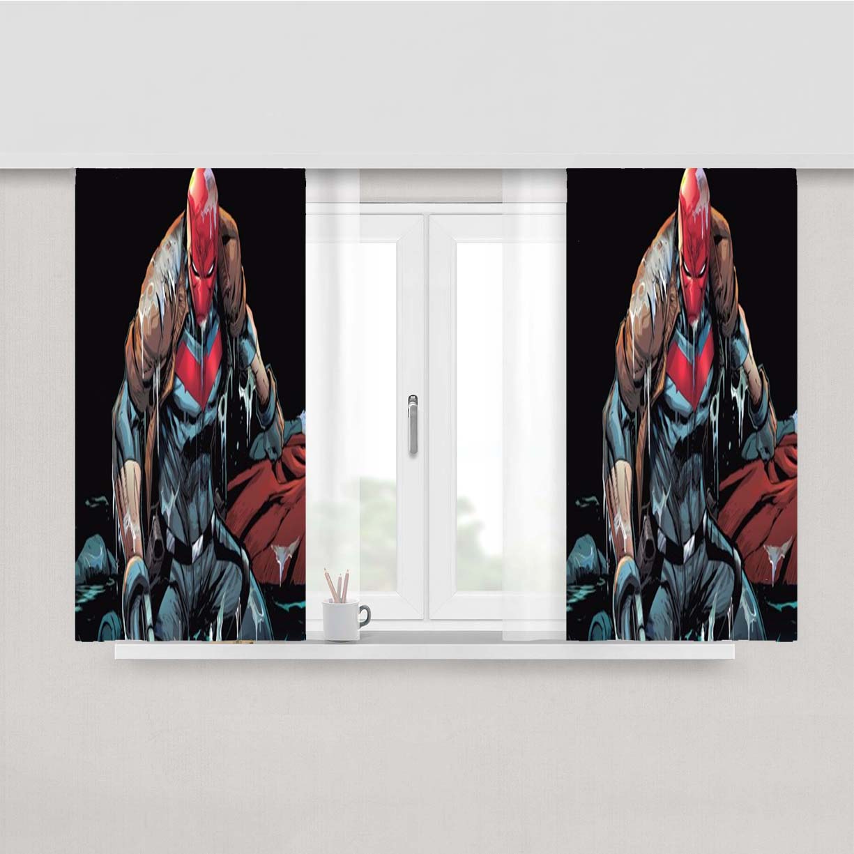 Red Hood Comics Peach Skin Window Curtains