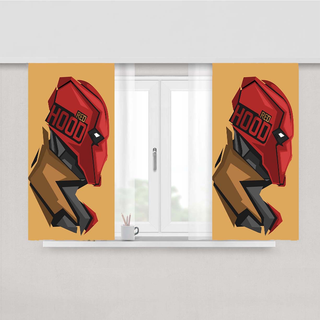 Red Hood Pop Head Peach Skin Window Curtains