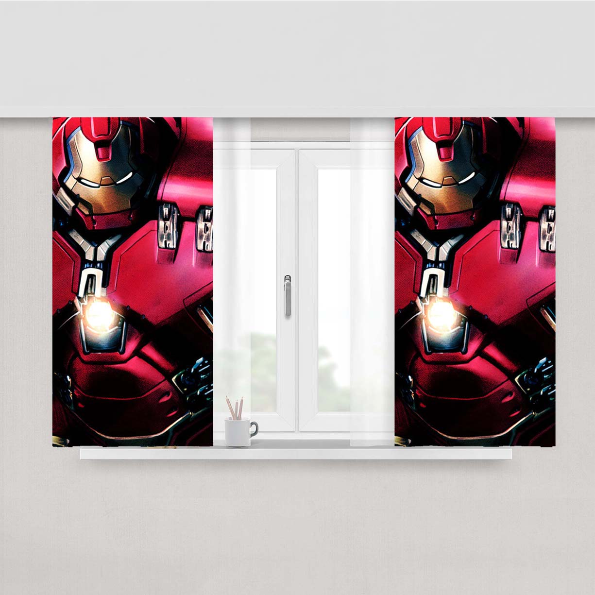 Red Hulk Buster Peach Skin Window Curtains