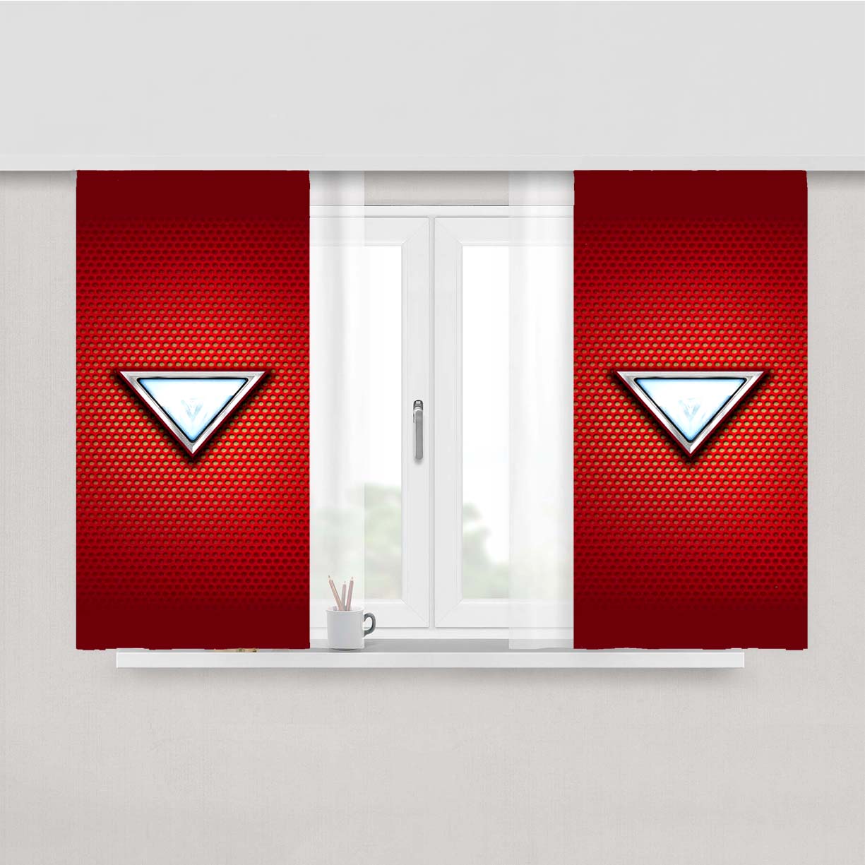 Red Iron Man Custom Peach Skin Window Curtains