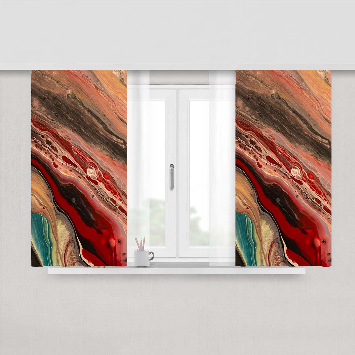 Red Mma Peach Skin Window Curtains
