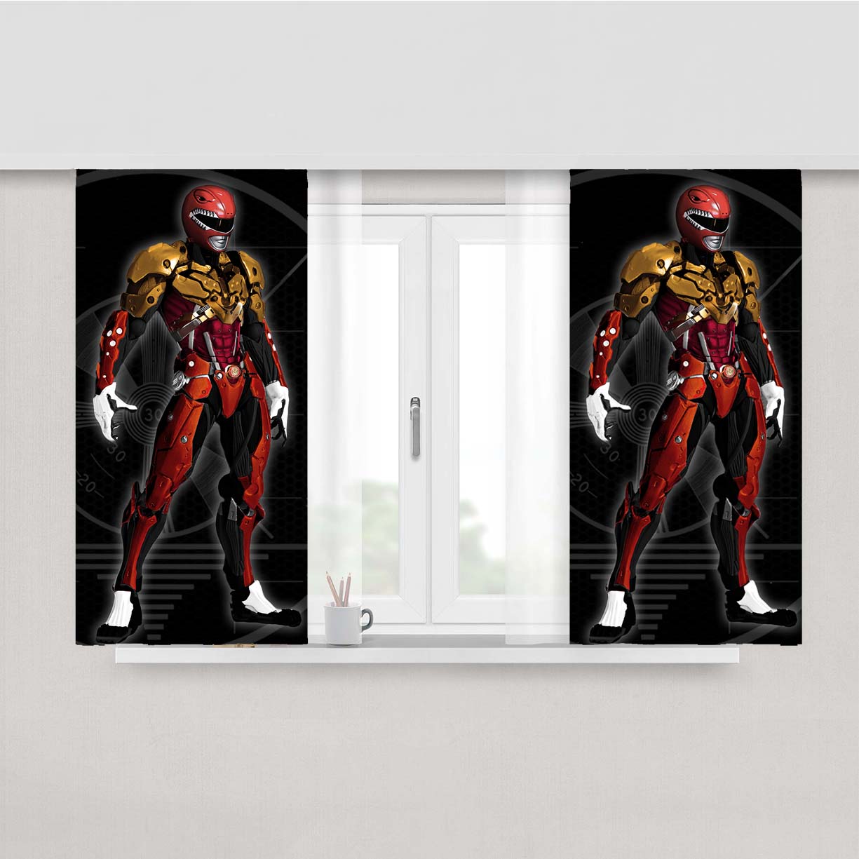 Red Power Rangers Concept Peach Skin Window Curtains
