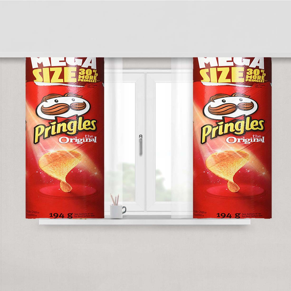 Red Pringles Original Potato Peach Skin Window Curtains