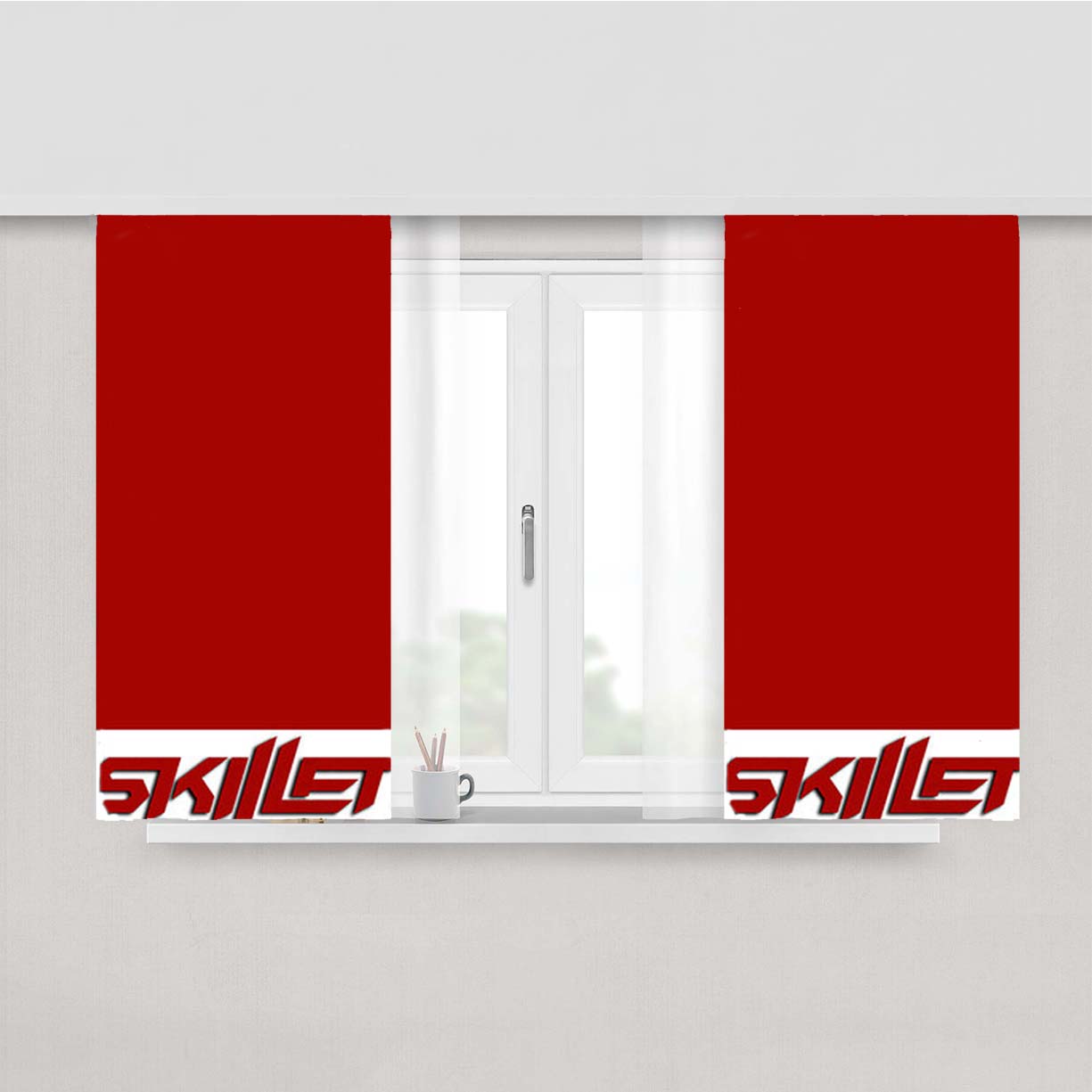 Red Skillet Simple Peach Skin Window Curtains