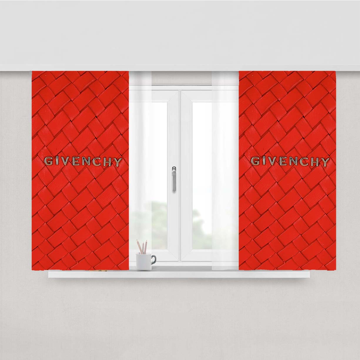 Red Wallet Texture Givenchy Peach Skin Window Curtains