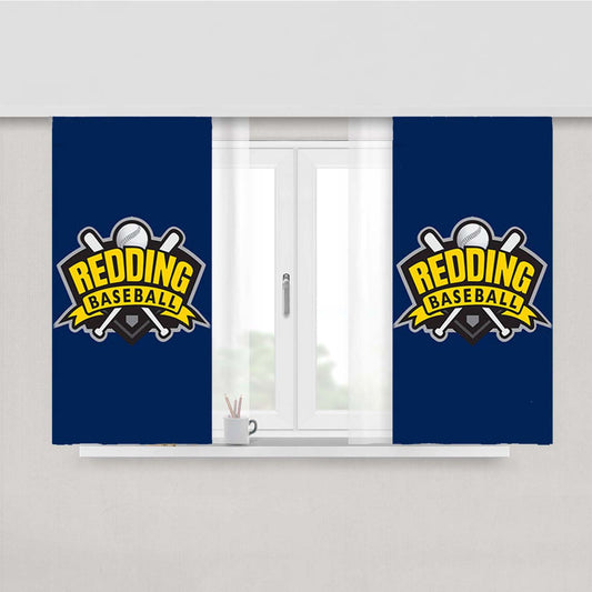 Redding Baseball Logo Blue Peach Skin Window Curtains