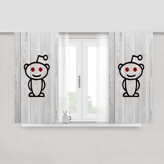 Reddit Alien Logo White Wood Wallpaper Peach Skin Window Curtains