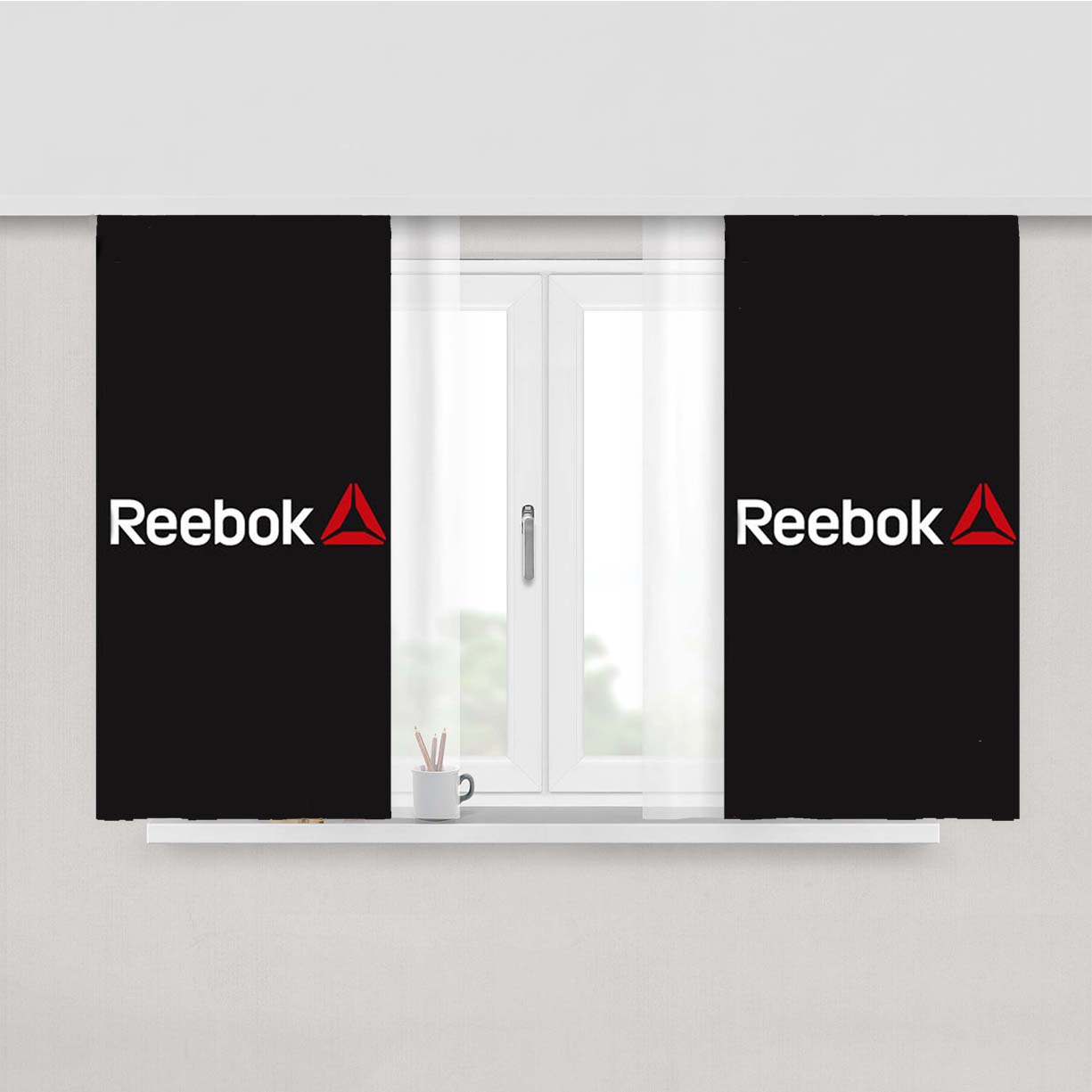Reebok Symbol Peach Skin Window Curtains