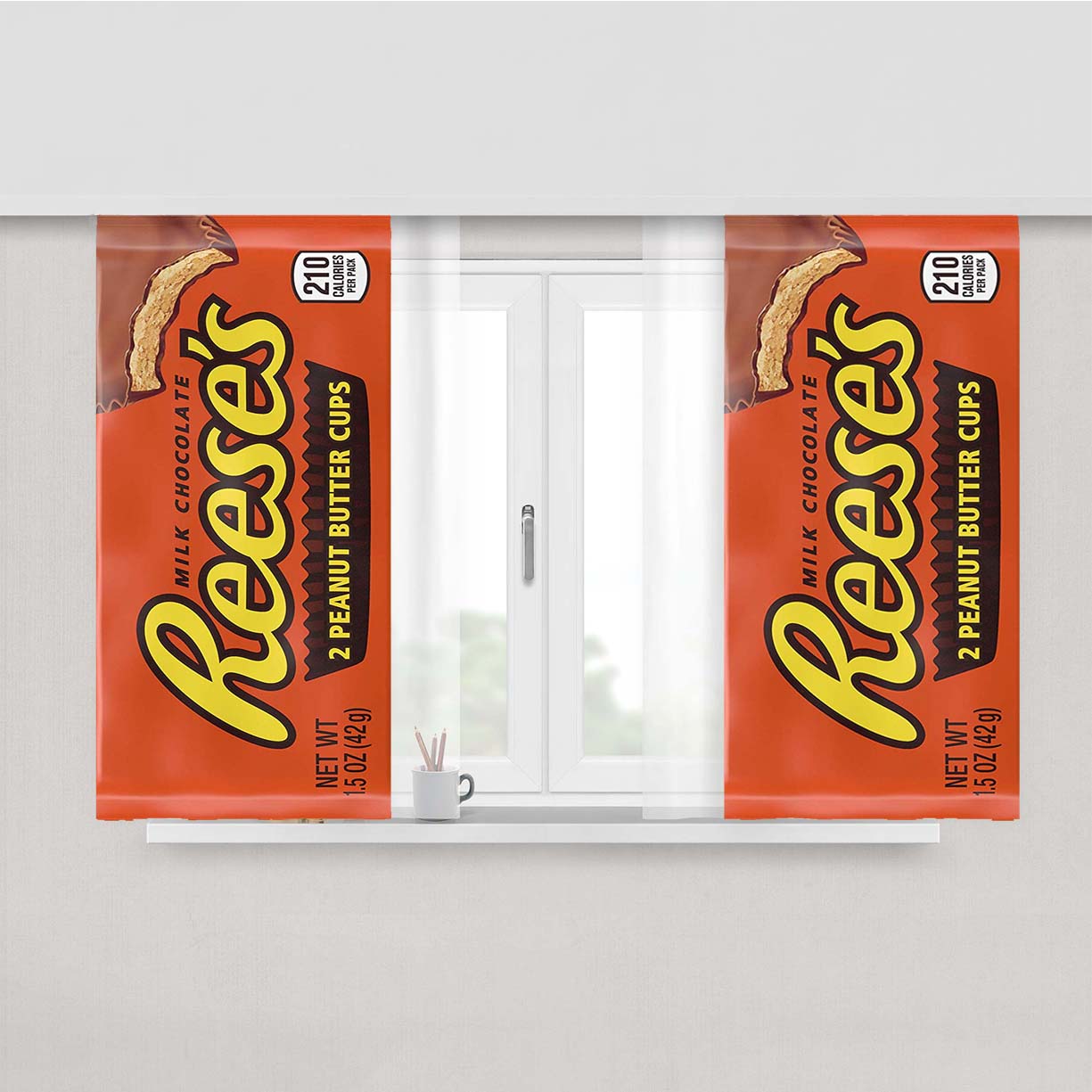 Reeses Peanut Butter Cups Peach Skin Window Curtains