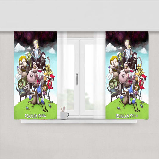 Regular Show Characters Peach Skin Window Curtains