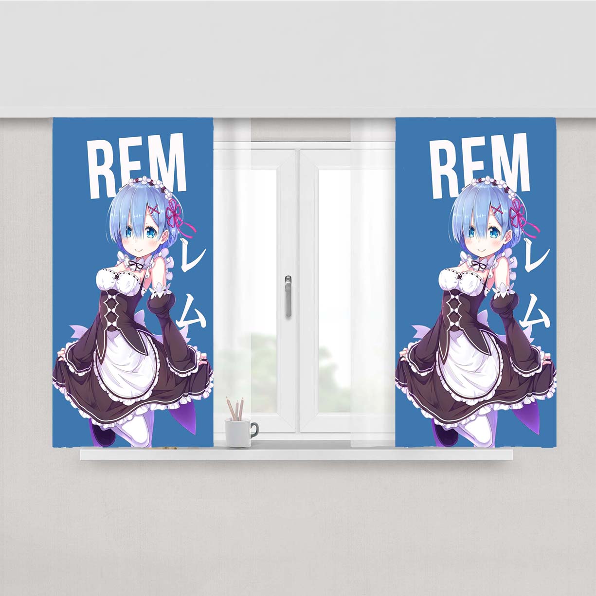 Rem Re-Zero Peach Skin Window Curtains