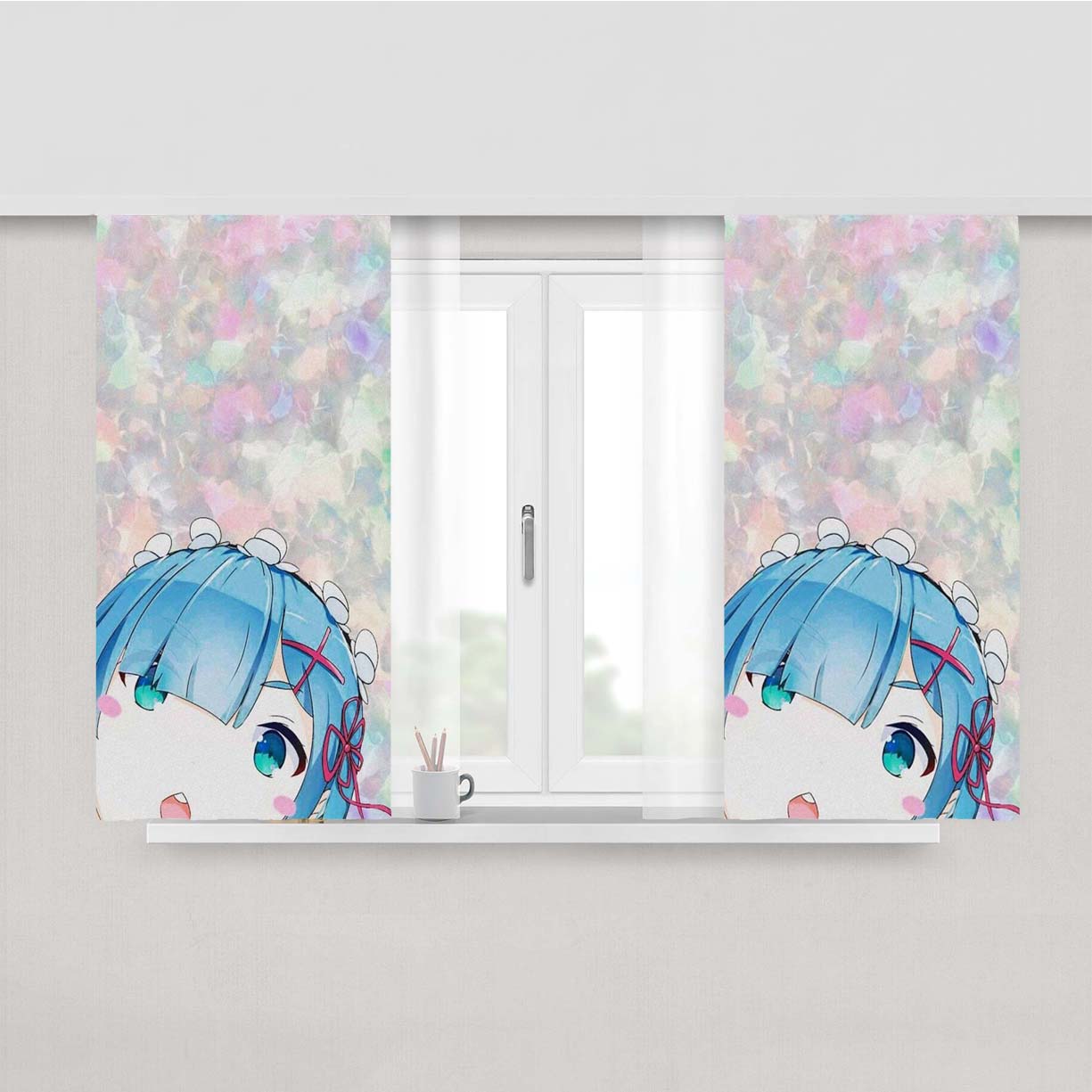 Rem Re-Zero Wallpaper Peach Skin Window Curtains