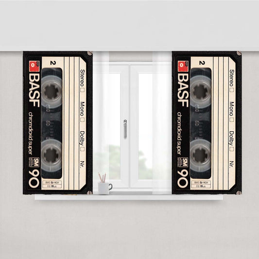 Retro Cassette Original Tape Peach Skin Window Curtains