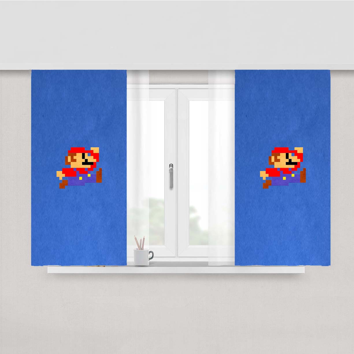 Retro Mario Peach Skin Window Curtains
