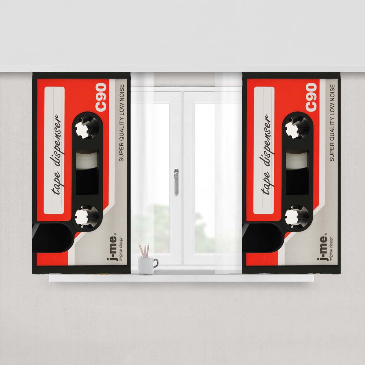 Retro Mix Tape Peach Skin Window Curtains