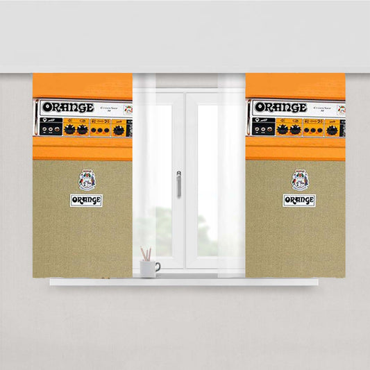 Retro Orange Guitar Electric Amp Peach Skin Window Curtains