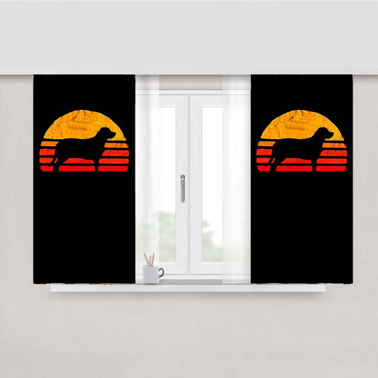 Retro Sun Entlebucher Mountain Dog Lovers Silhouette Peach Skin Window Curtains