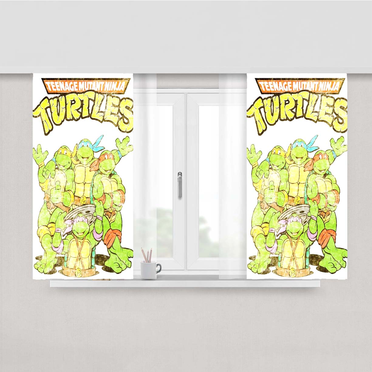 Retro Teenage Mutant Ninja Turtles Peach Skin Window Curtains