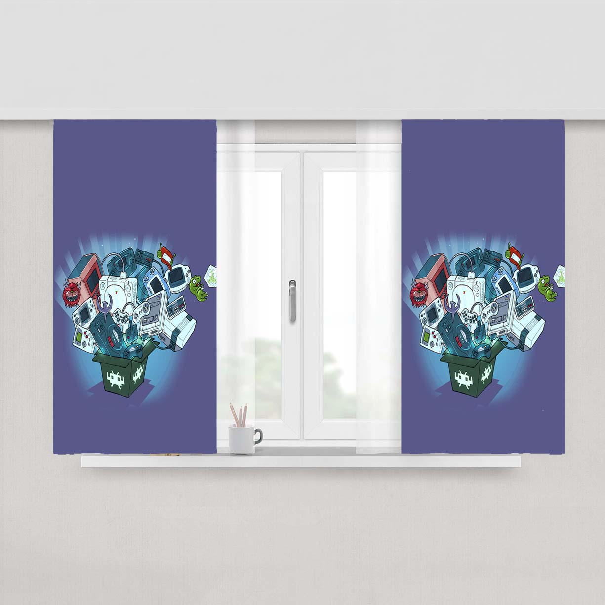 Retroarch Game Machine Peach Skin Window Curtains