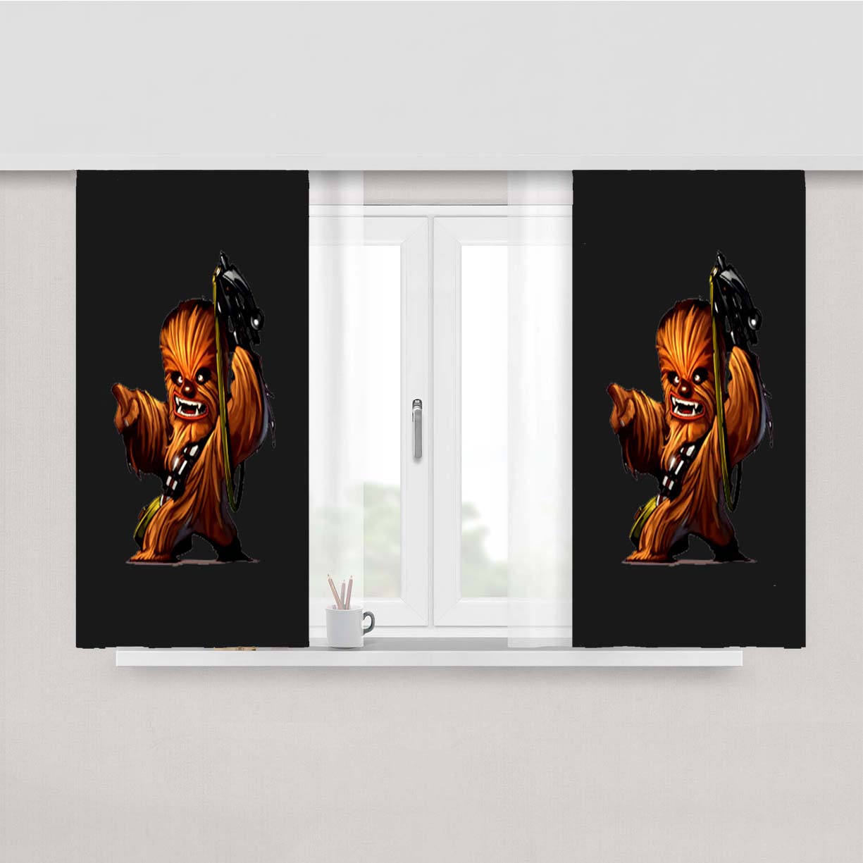 Return Of The Jedi Sci Fi The Force Chewbacca Peach Skin Window Curtains