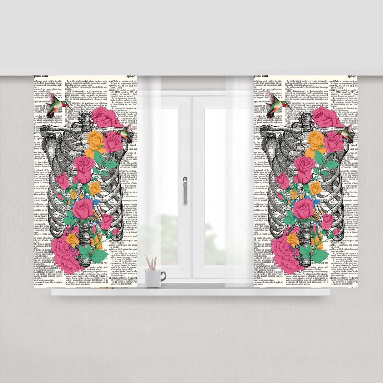 Ribs And Flowers Peach Skin Window Curtains