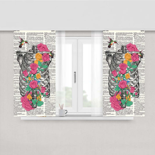 Ribs And Flowers Peach Skin Window Curtains