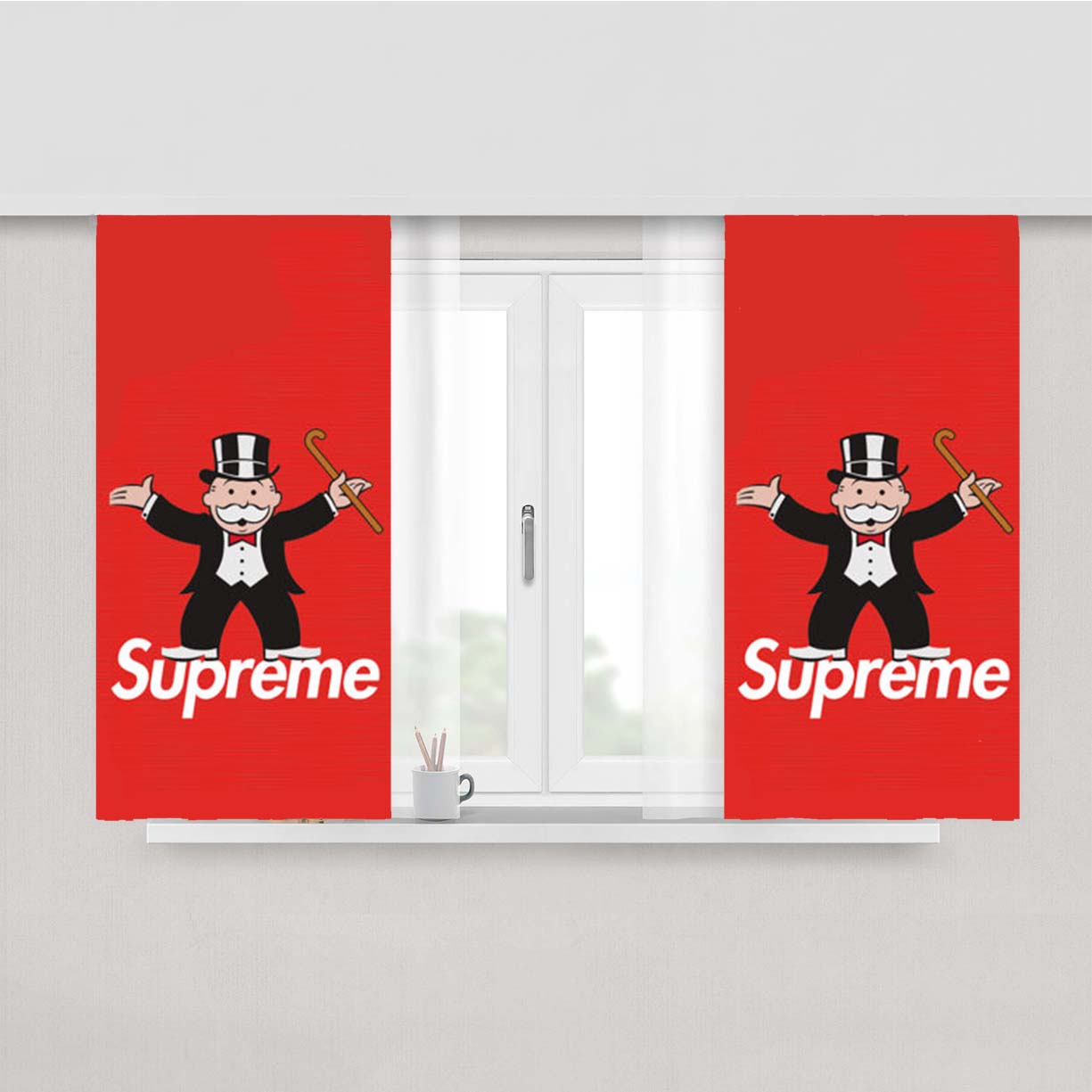 Rich Uncle Pennybags Art Peach Skin Window Curtains