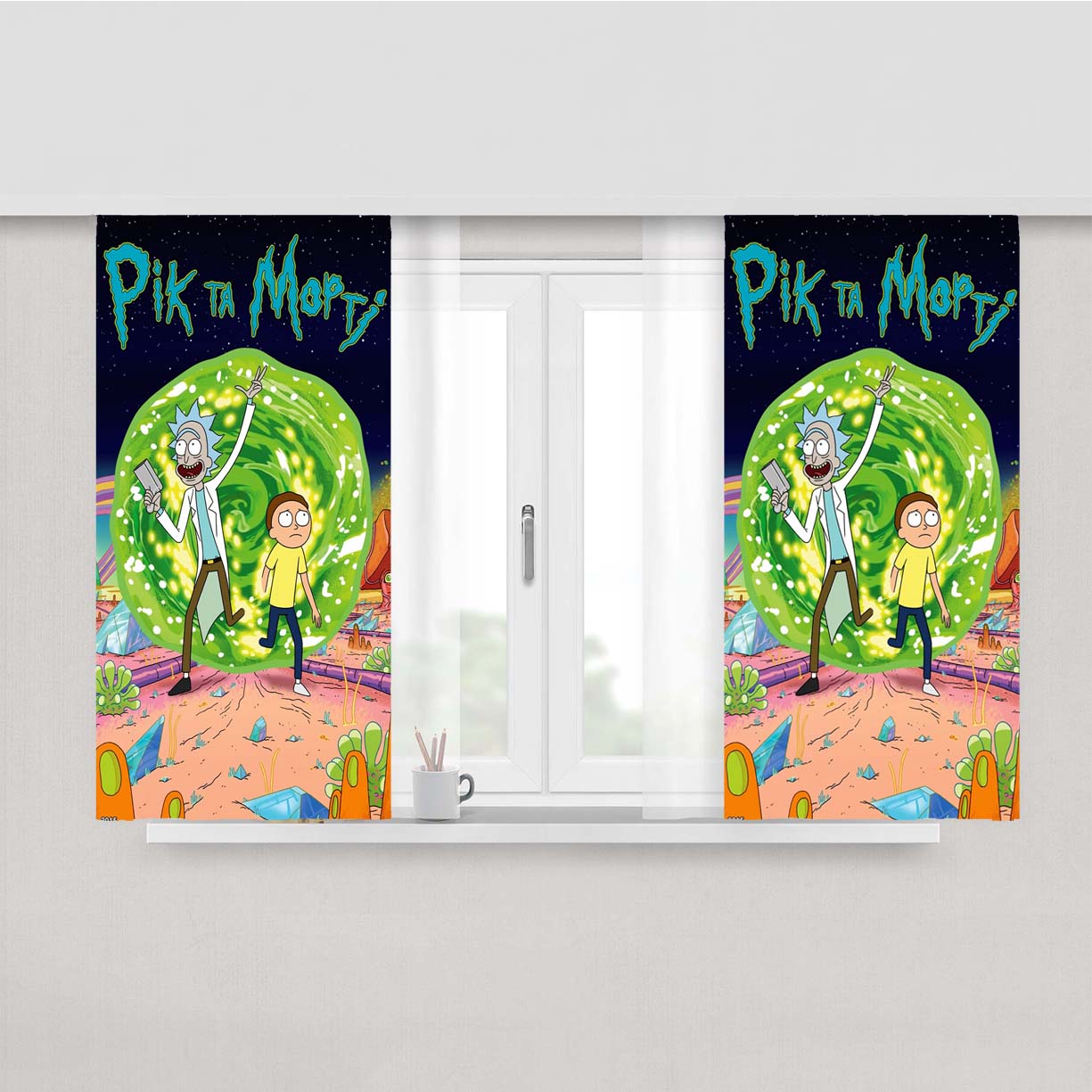 Rick & Morty Contains Peach Skin Window Curtains