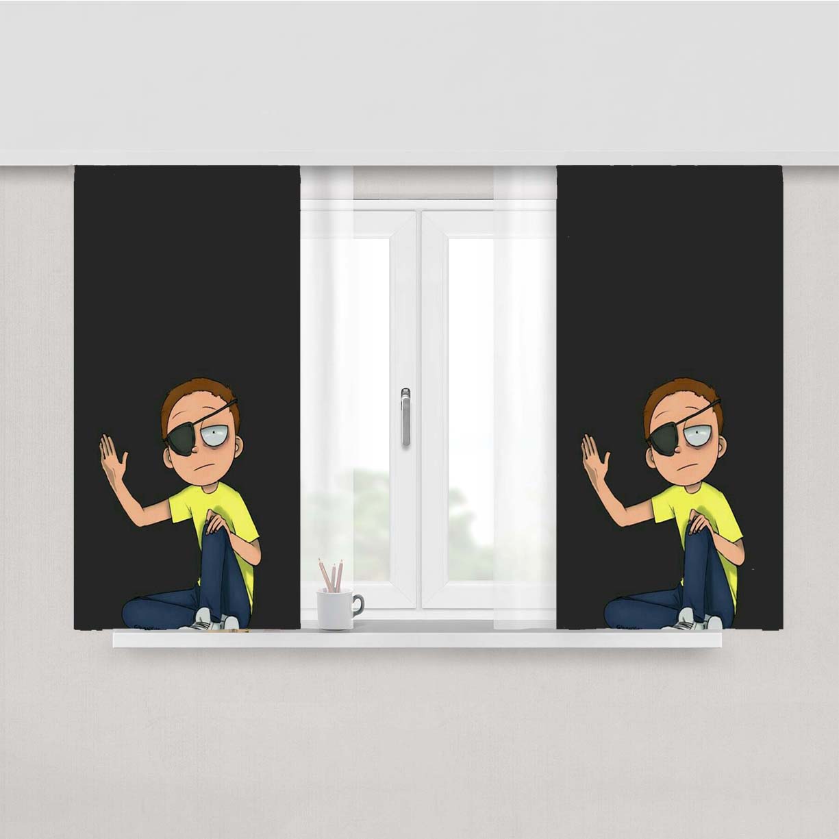 Rick And Evil Morty Peach Skin Window Curtains