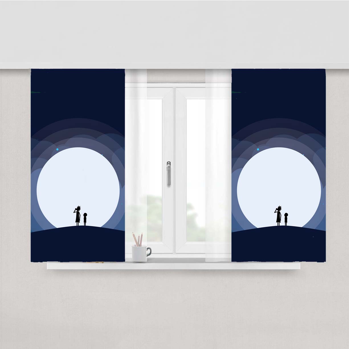 Rick And Morty The Moon Peach Skin Window Curtains