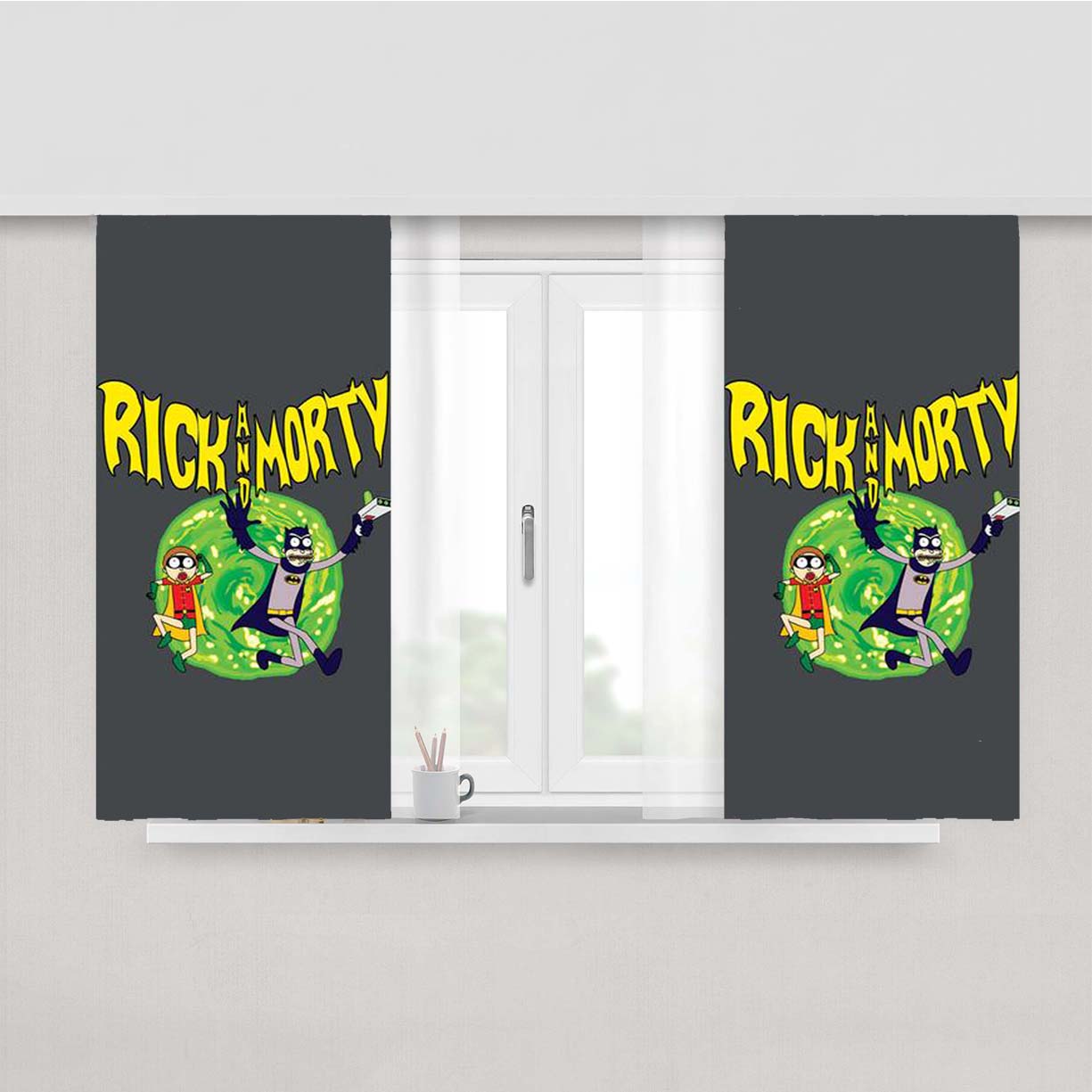 Rick And Morty Batman Peach Skin Window Curtains
