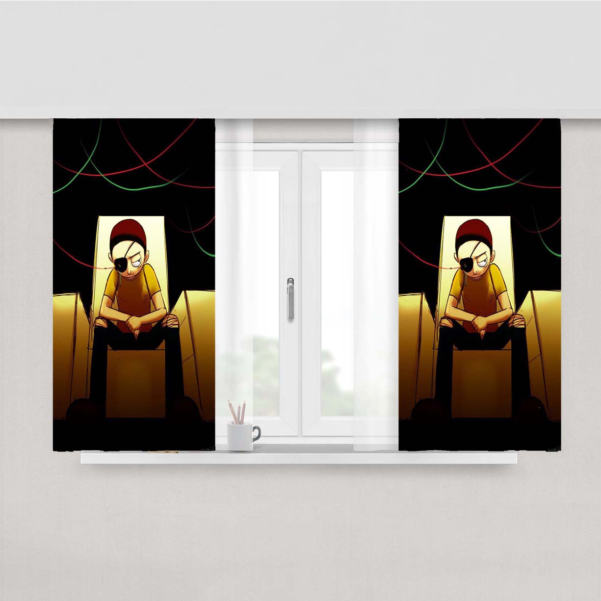 Rick And Morty Being A Morty Peach Skin Window Curtains