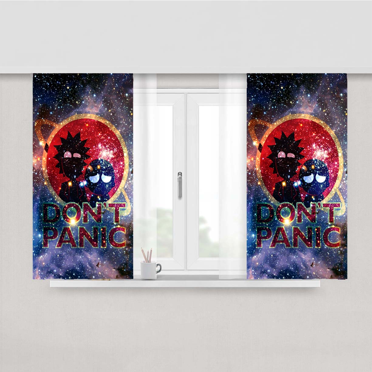Rick And Morty Dont Panic Peach Skin Window Curtains