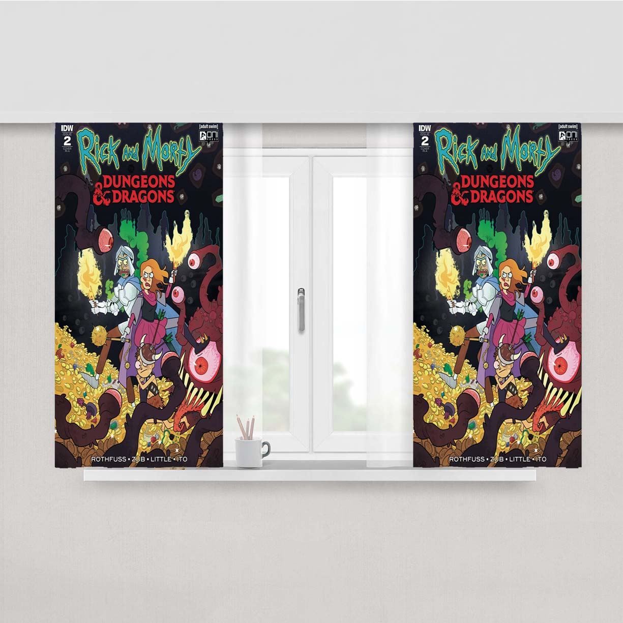 Rick And Morty Dungeons And Dragons Peach Skin Window Curtains
