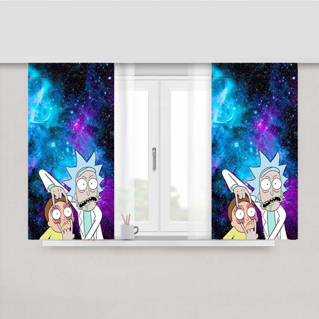 Rick And Morty Galaxy Peach Skin Window Curtains