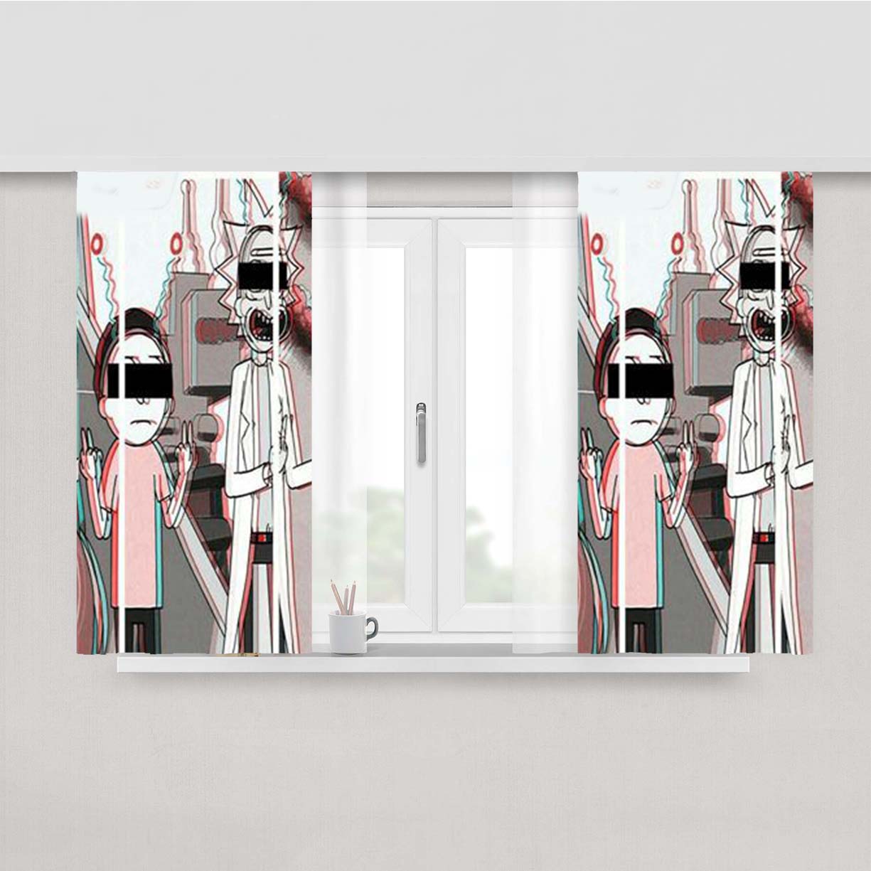 Rick And Morty Get Psychodelic Peach Skin Window Curtains