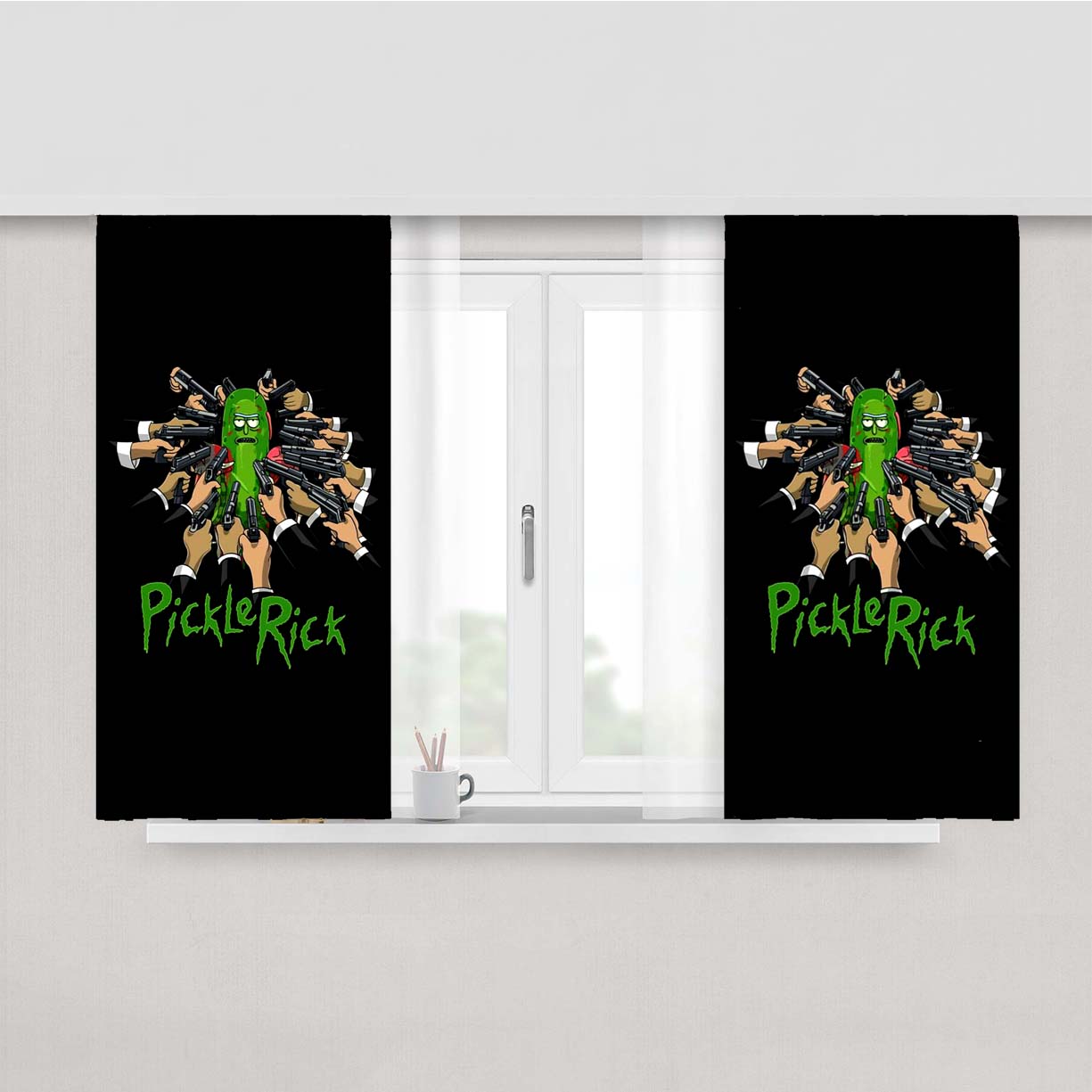 Rick And Morty John Pickle Rick Peach Skin Window Curtains