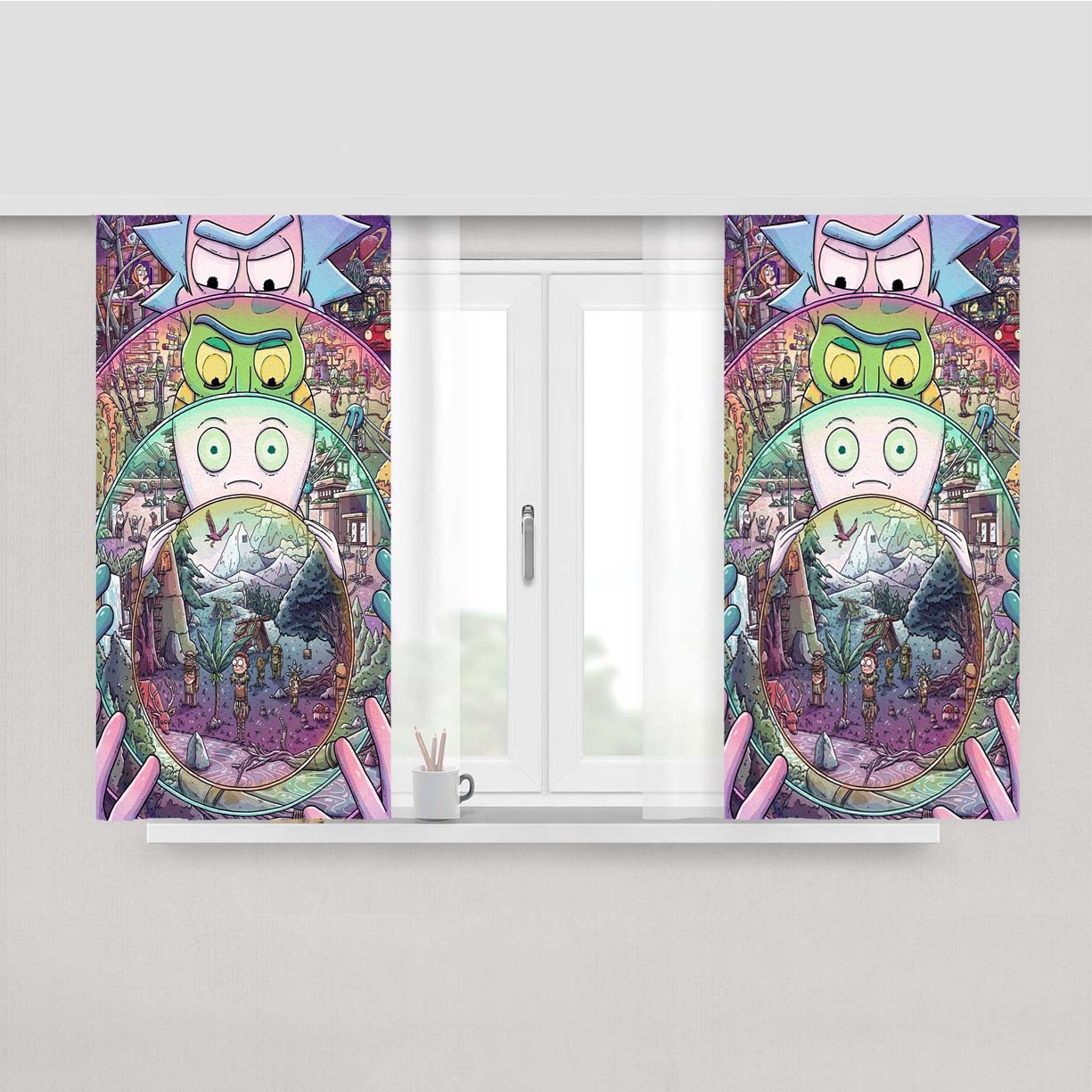 Rick And Morty Movies Tv Peach Skin Window Curtains