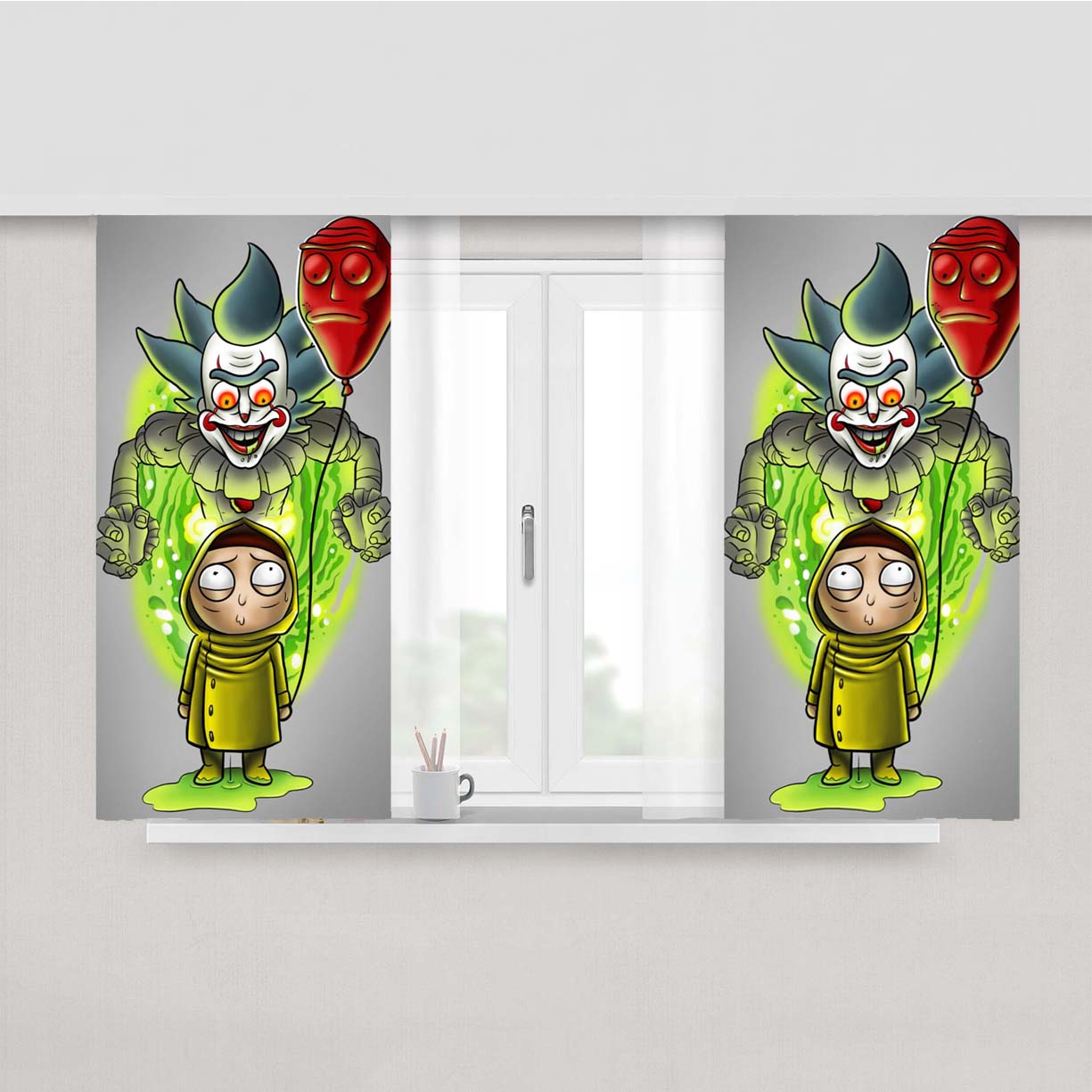 Rick And Morty Penny Wise Peach Skin Window Curtains