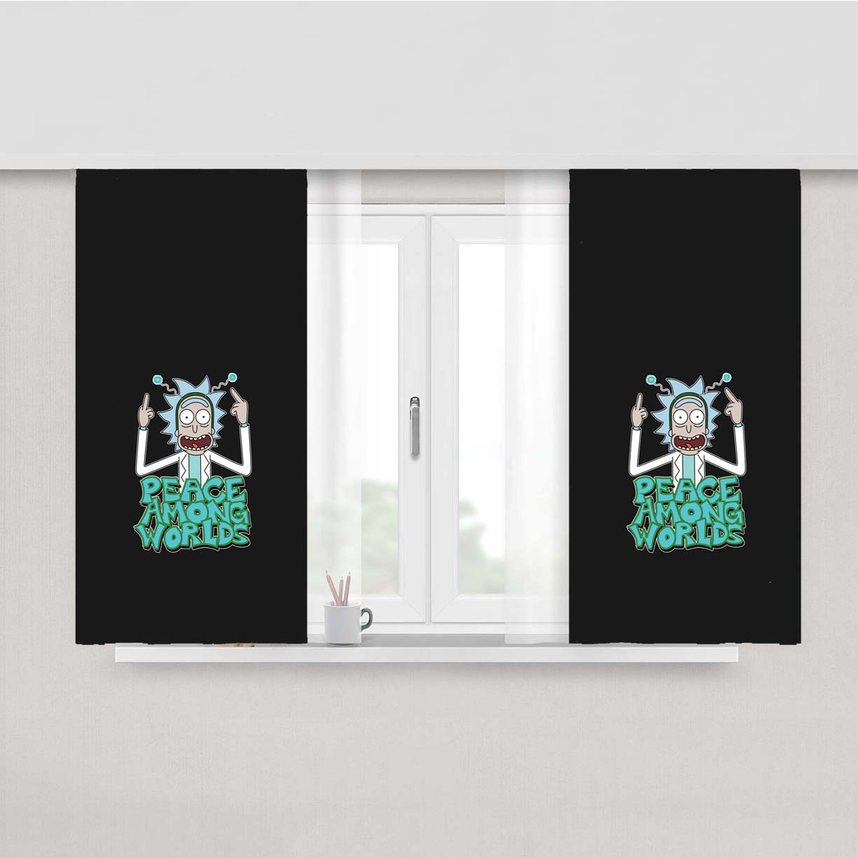 Rick And Morty Rick Peace Among Worlds Peach Skin Window Curtains