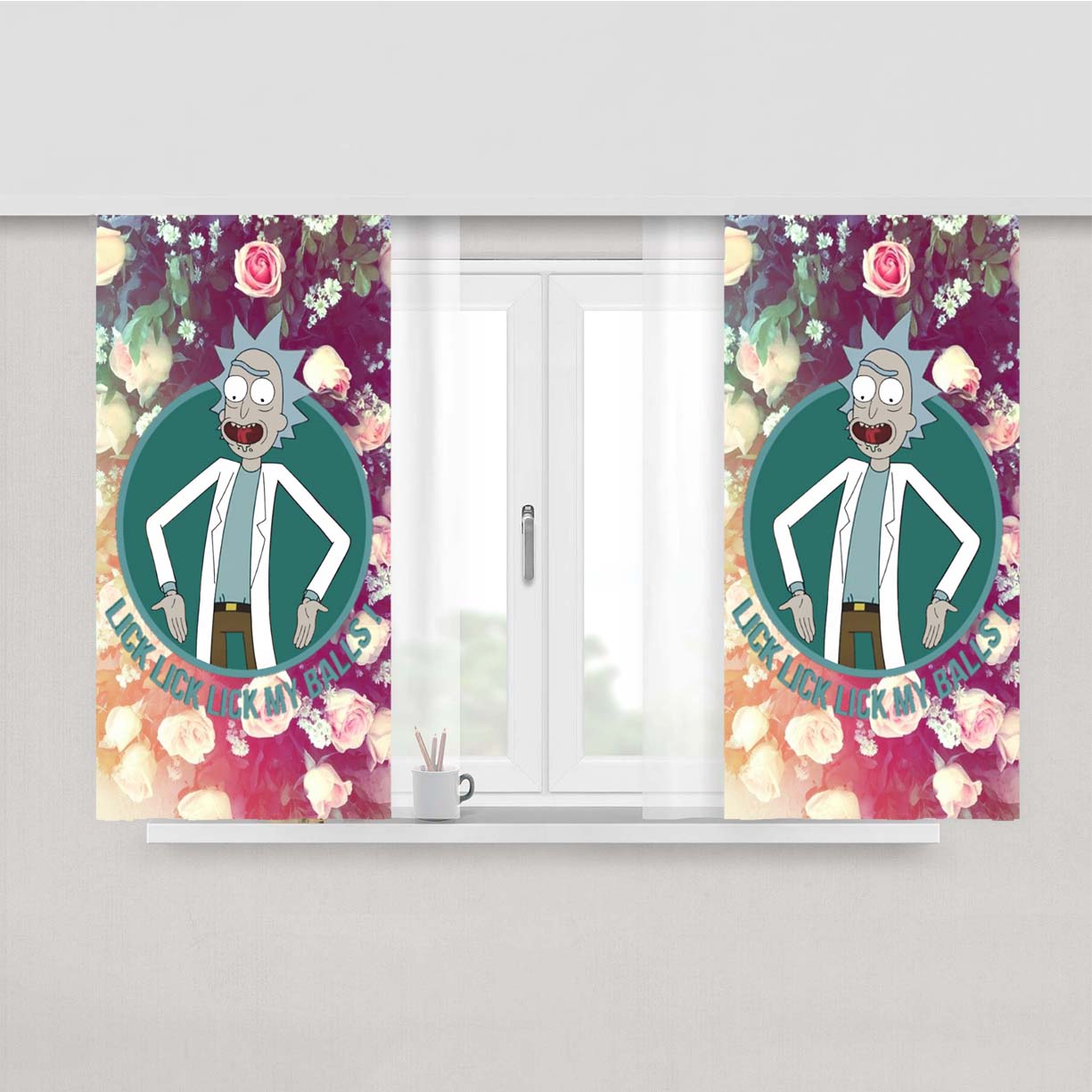 Rick And Morty Rose Peach Skin Window Curtains