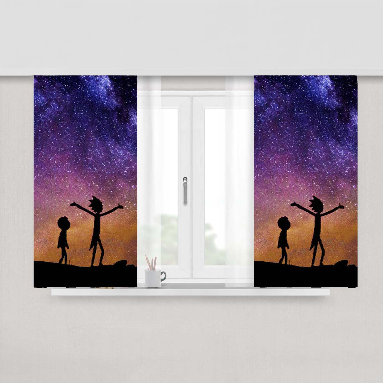 Rick And Morty Space Nebula Peach Skin Window Curtains
