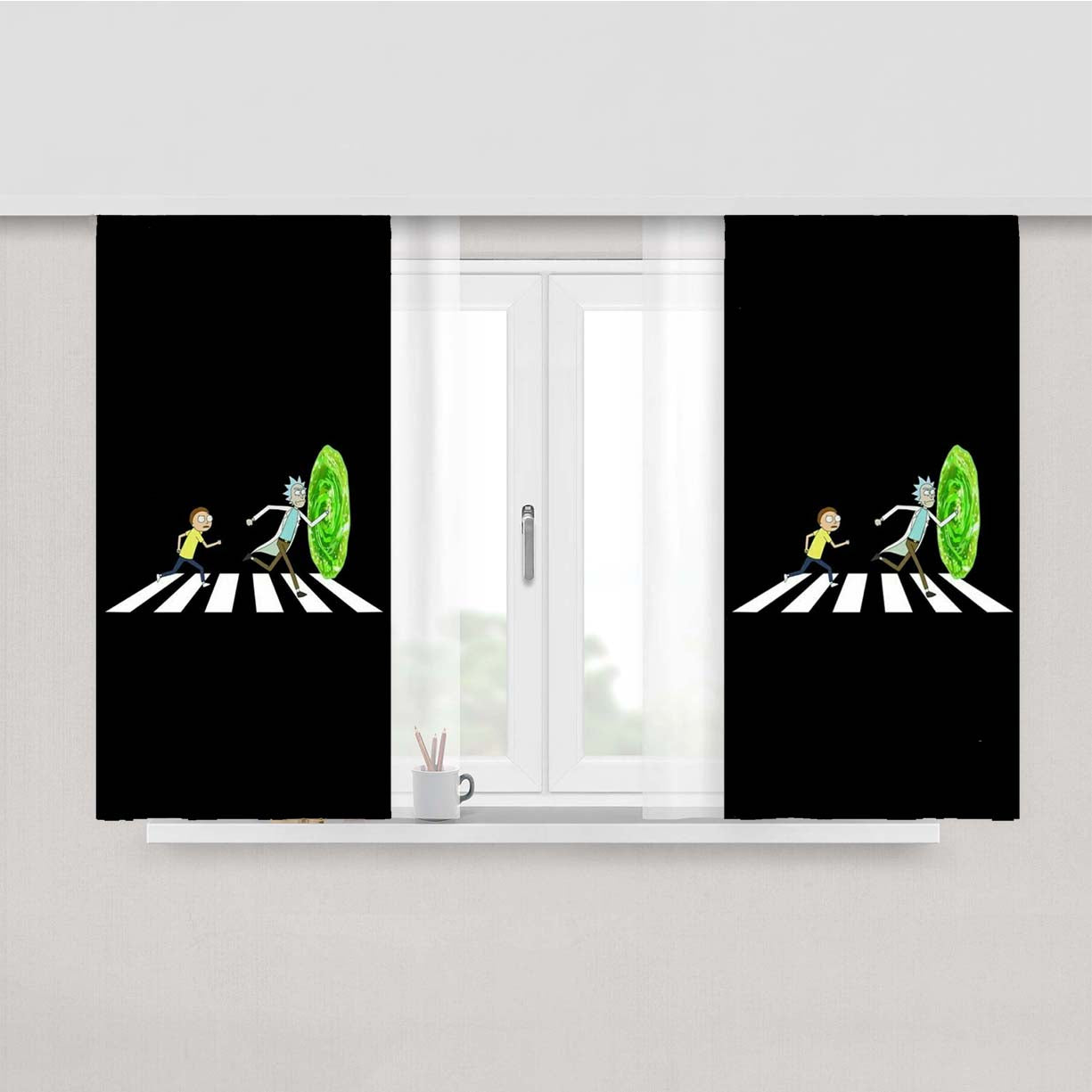 Rick And Morty X Pennywise Peach Skin Window Curtains