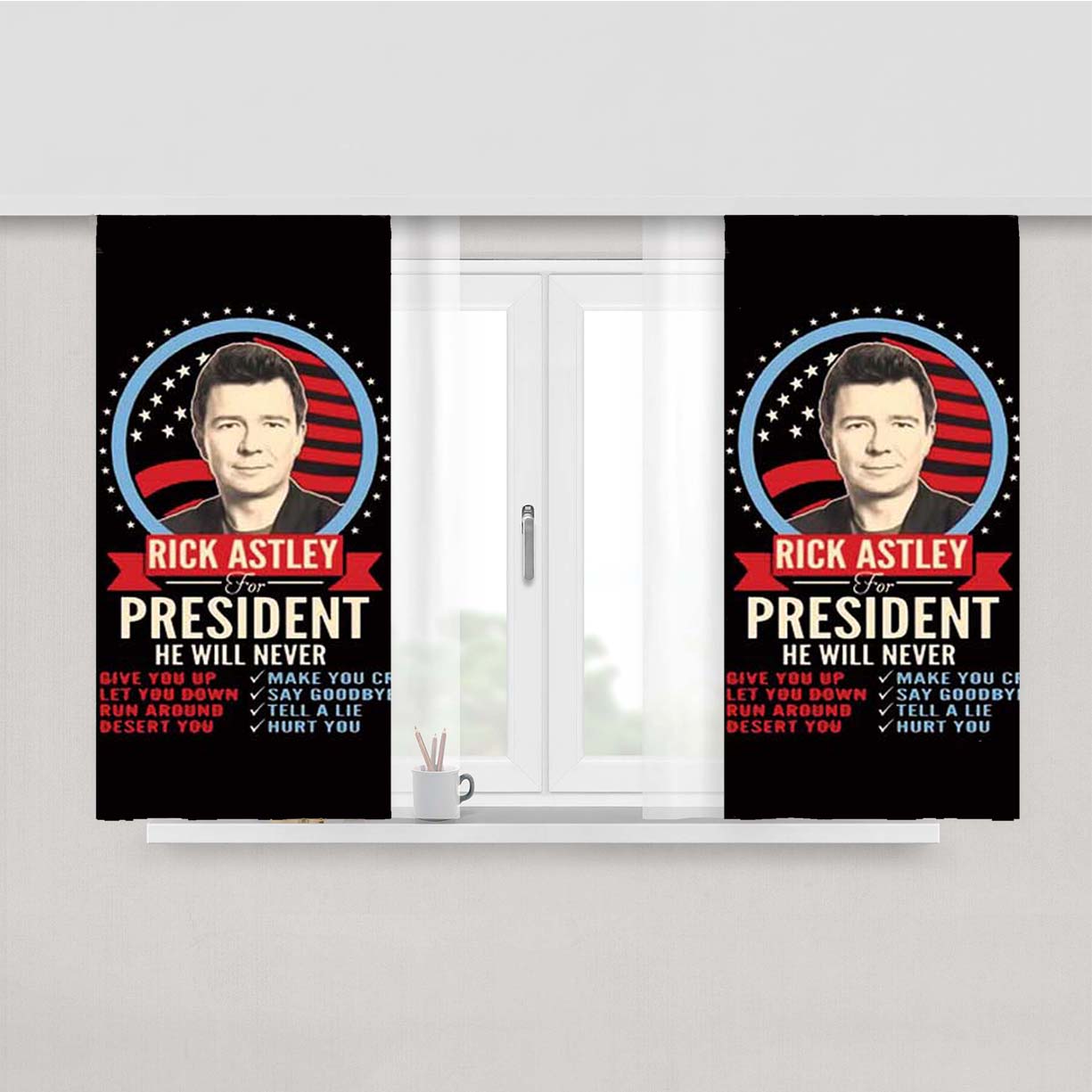 Rick Astley President Peach Skin Window Curtains