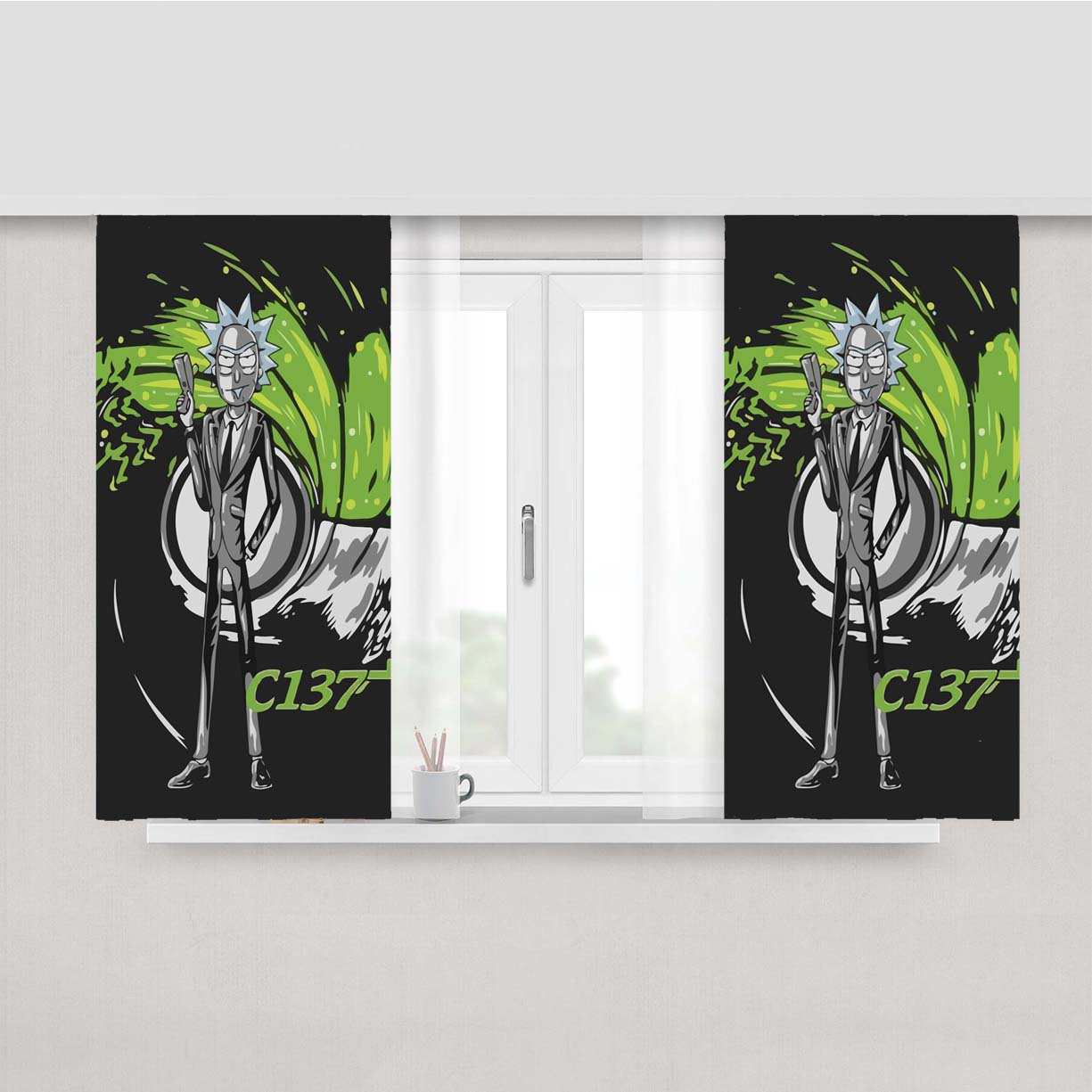 Rick C137 James Bond Peach Skin Window Curtains