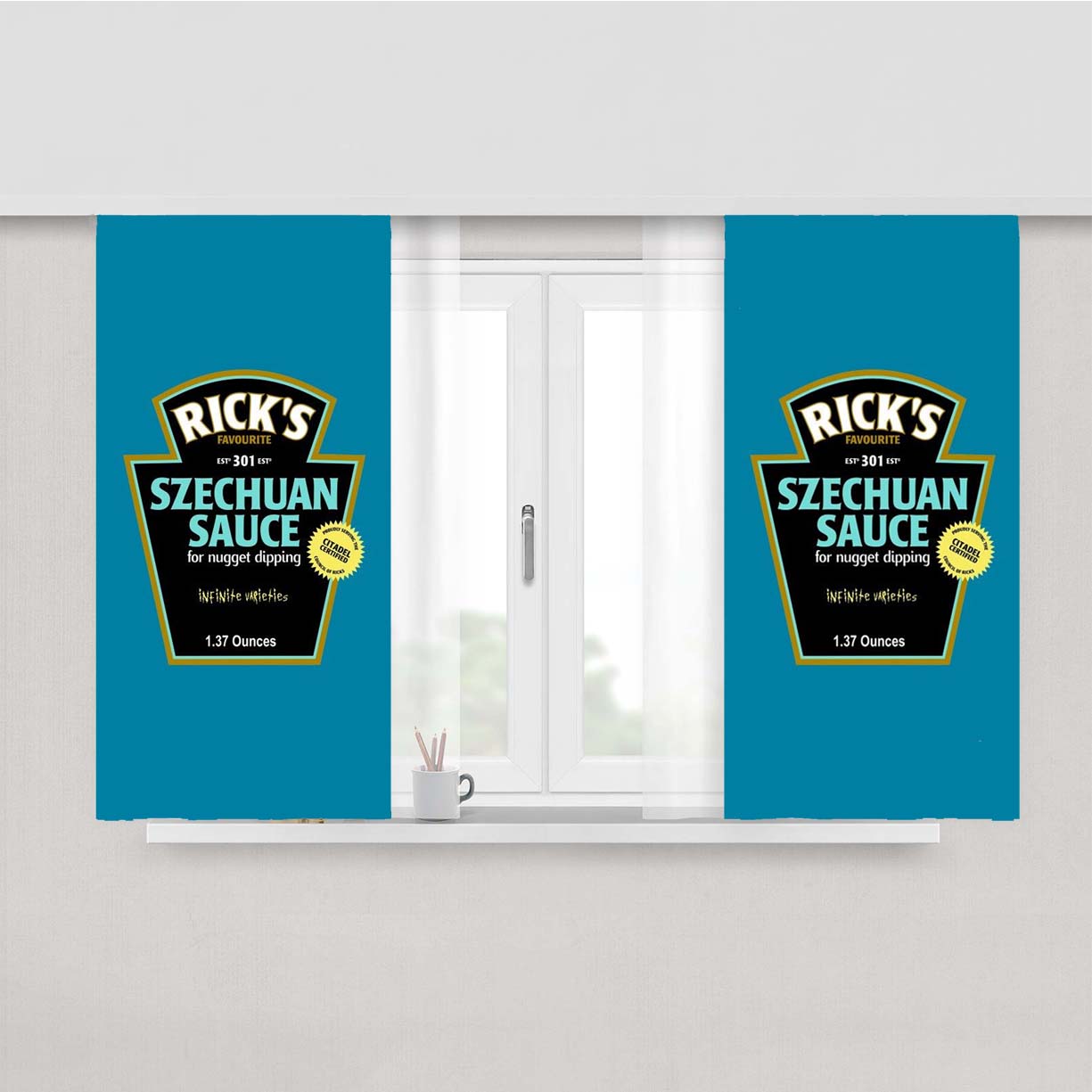 Rick Favourite Szechuan Sauce Nugget Dipping Peach Skin Window Curtains